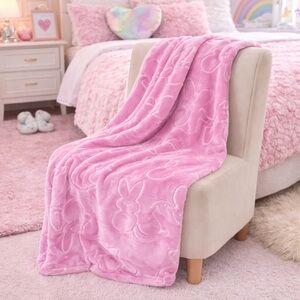 *SOLD* PEEPS Cozy Pink Bunny and Chick Throw Blanket 60” x 70” NWT